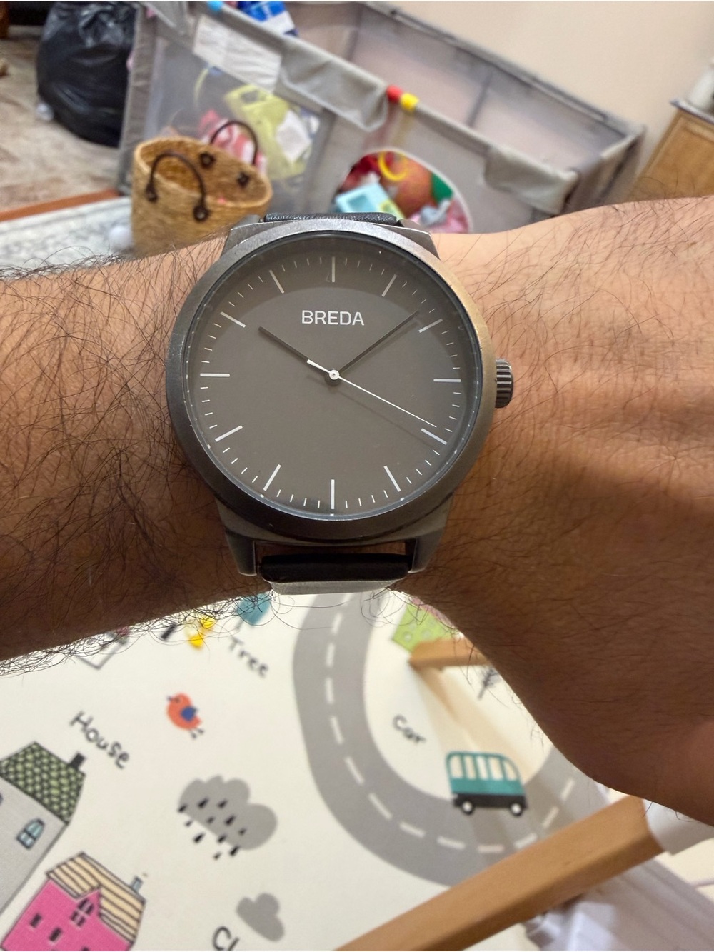BREDA Rand 8184f Men's Minimalist Watch Gunmetal Black Leather Japan Mvt